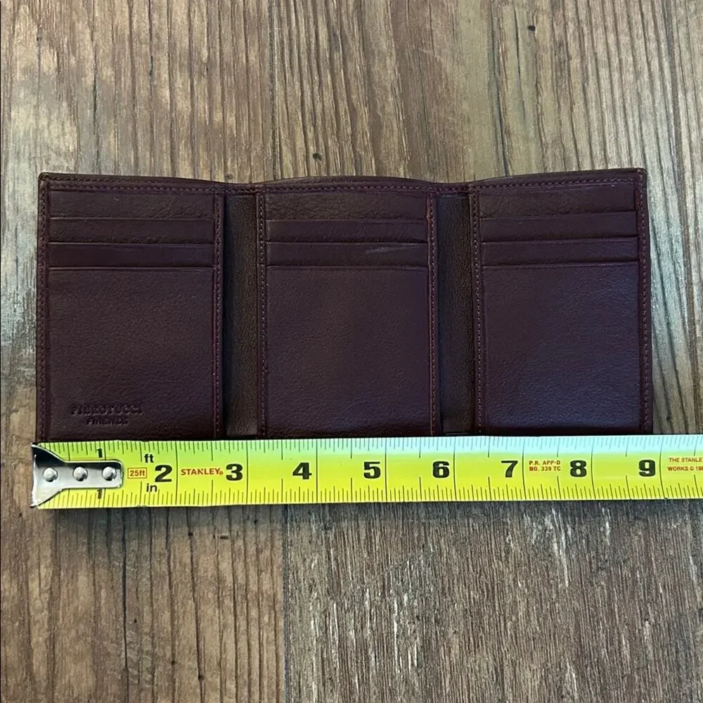 Pierotucci Italian Trifold Leather Wallet Brown